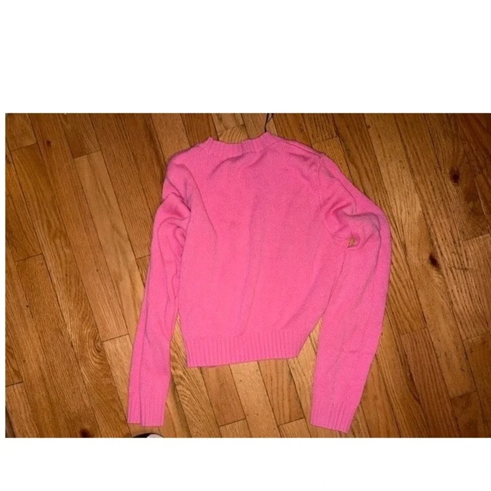 H&M Divided Hot Pink Crewneck Knit Sweater Long Sleeve Pullover Neon S T57-5